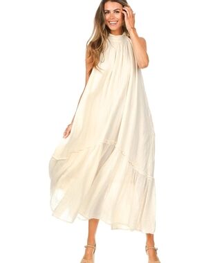 NWT LARA G Cream High-Neck Sleeveless Maxi Dress